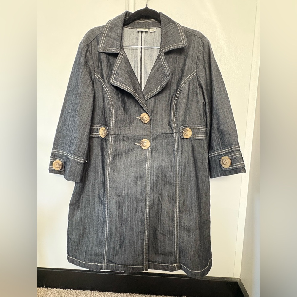 CATO WOMENS BLUE JEAN BOTTON DOWN‎ DRESS /COVER SIZE LARGE